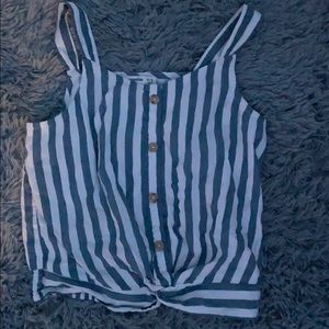 Abercrombie kids white and blue striped top